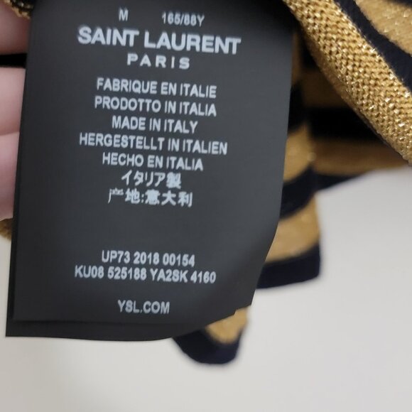 Saint Laurent Slim-Fit Striped Knitted Sweater in Yellow Lurex Medium - Picture 12 of 12
